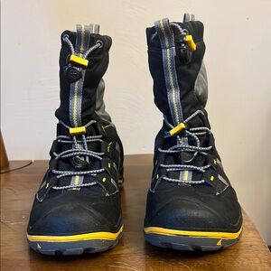 Keen Black and Yellow Boots with Sturdy Sole and Waterproof Material